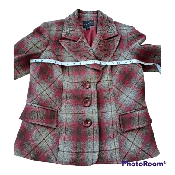 TRIBAL womens coat jacket pink & gray wool size 8 - Picture 9 of 14